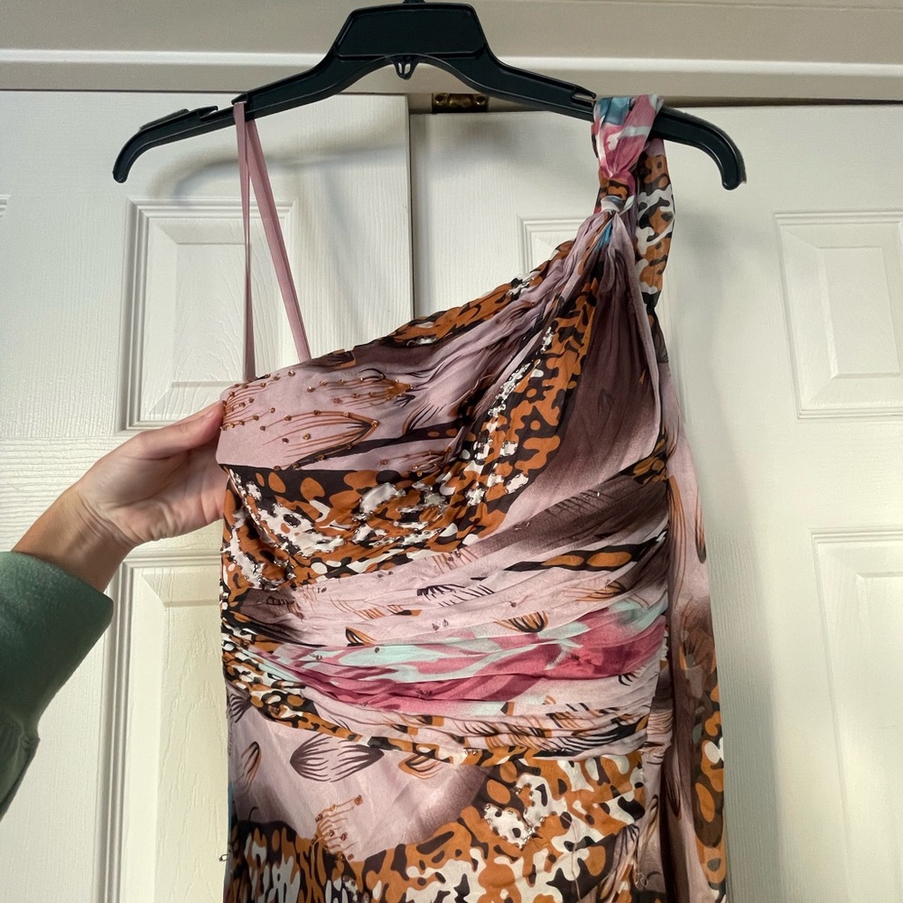 Nina Austin Pink and Purple Maxi Sundress with Ruched Tiered Design for Cocktail - Picture 4 of 10